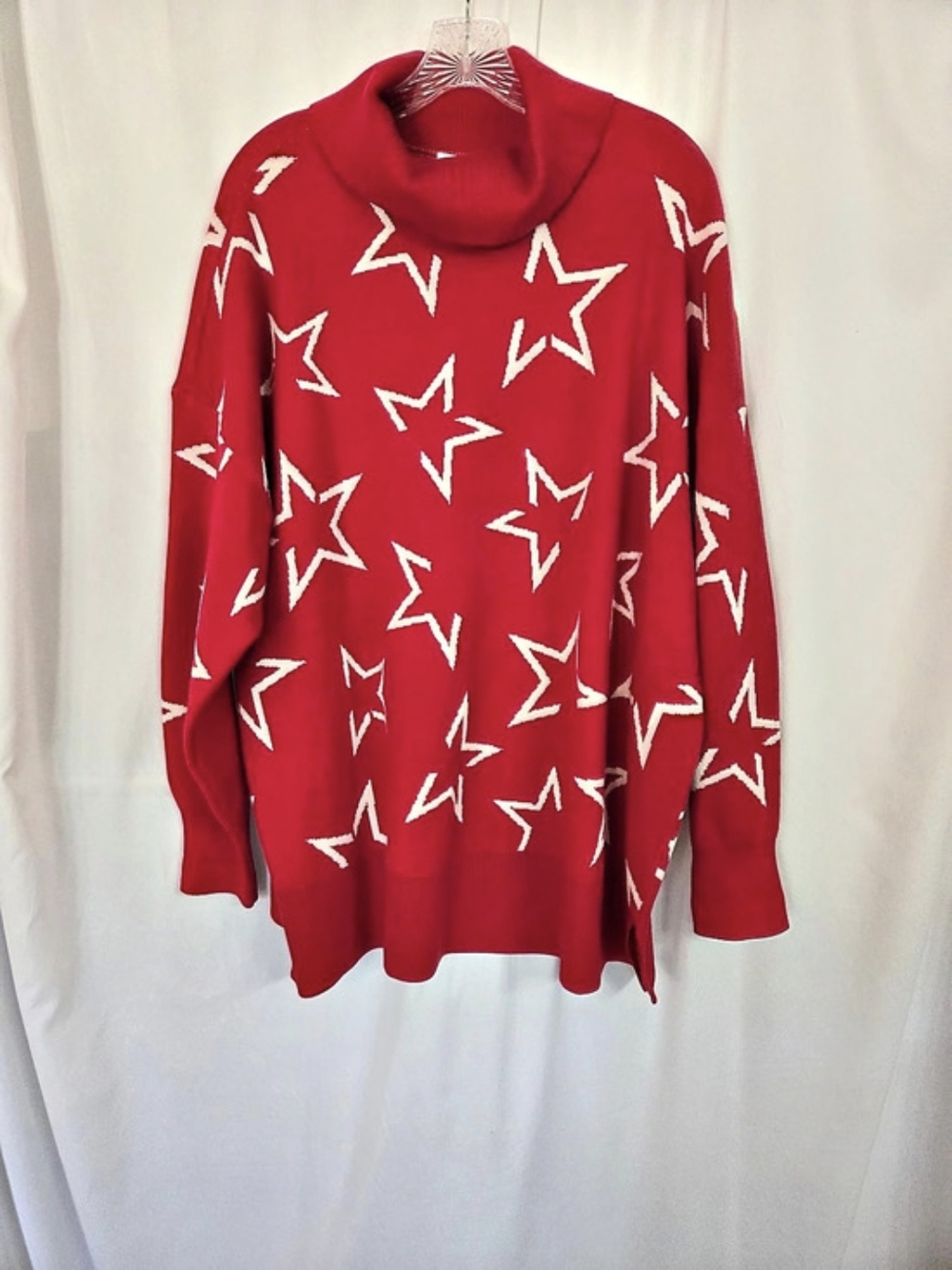 Lane Bryant - LIVI Red White Stars Oversized Knit Sweater Size 22/24